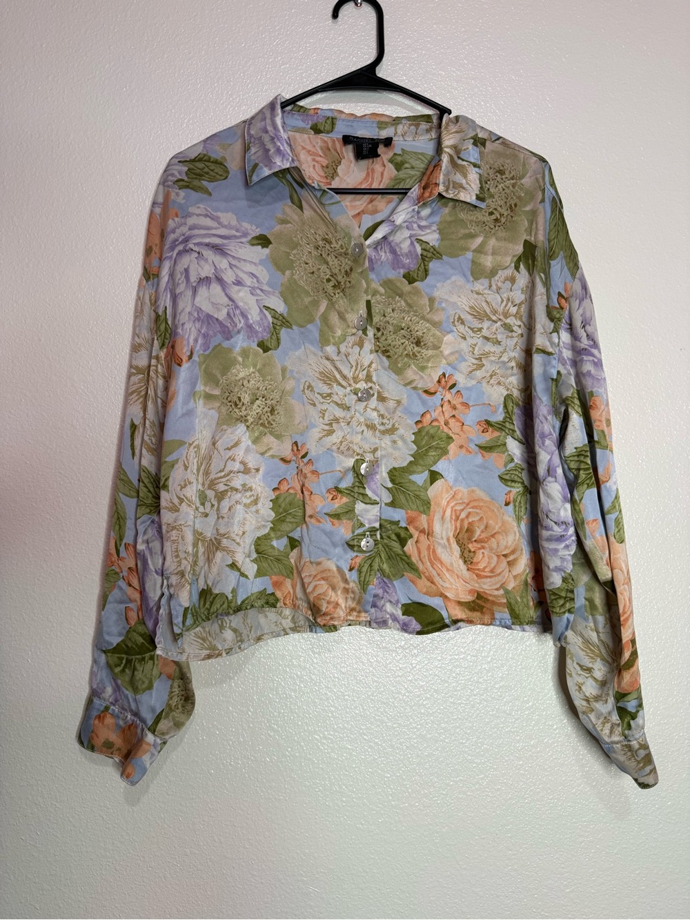 RACHEL ZOE 100% Silk Floral Button Down Long Sleeve Sz L - Picture 2 of 7